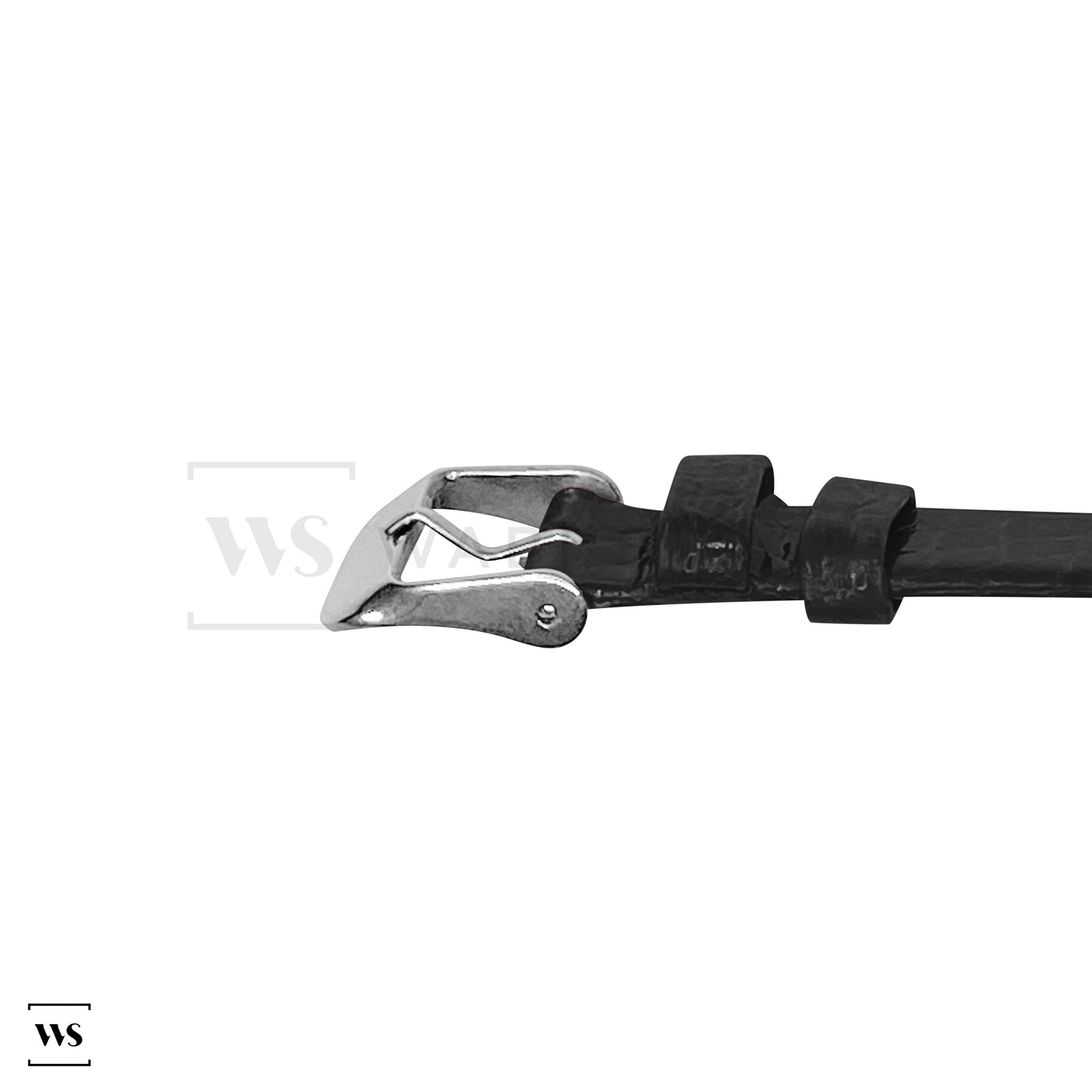 Black Alligator Grain Embossed Leather Strap