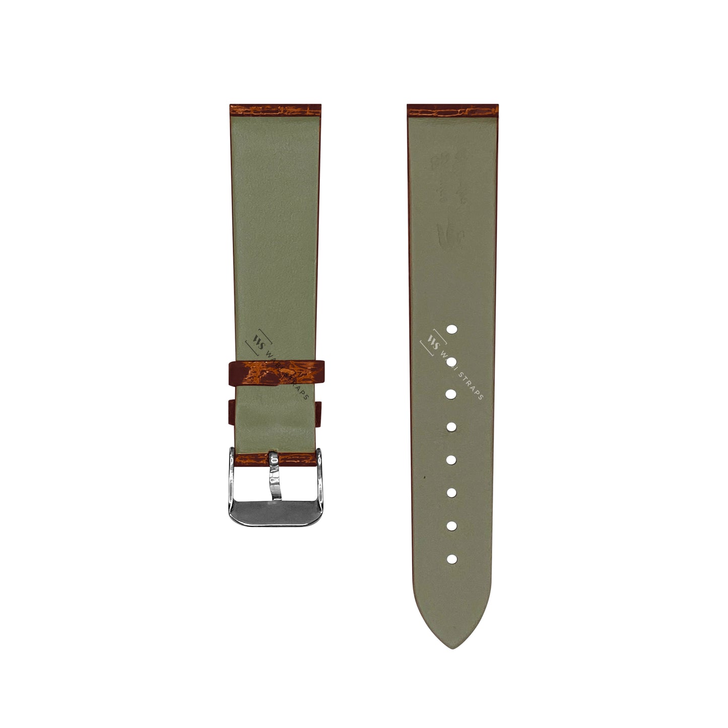 Tan Alligator Grain Embossed Leather Strap