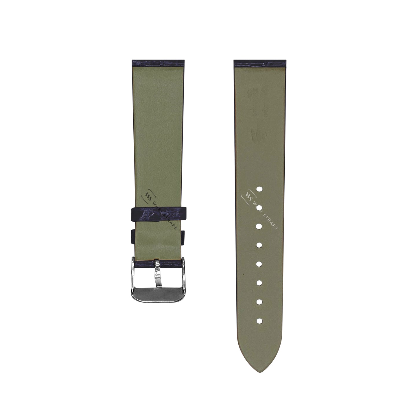 Blue Alligator Grain Embossed Leather Strap