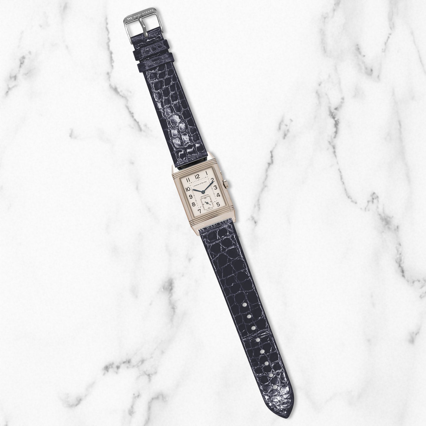 Blue Alligator Grain Embossed Leather Strap