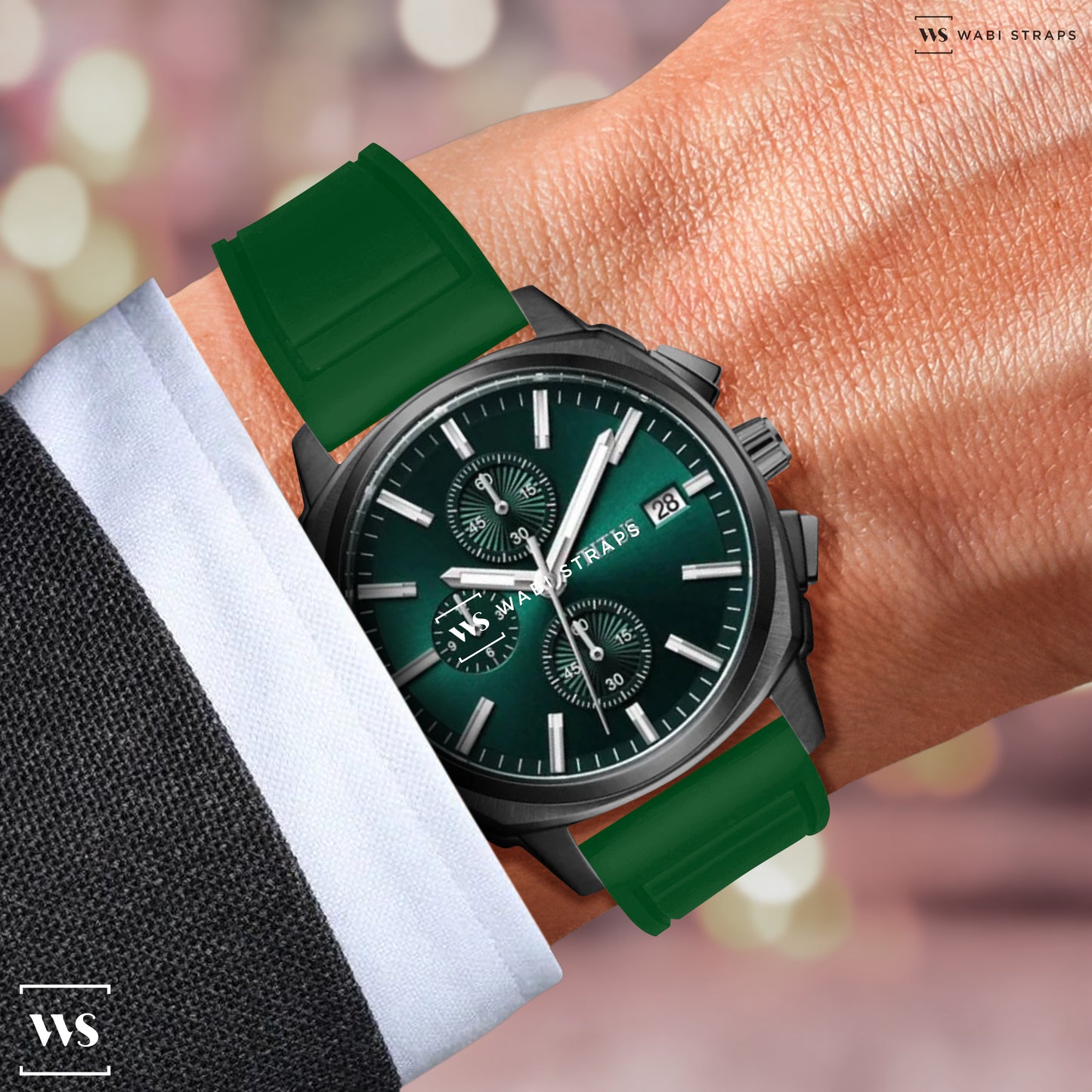 Green Aviator Tapered Rubber Strap