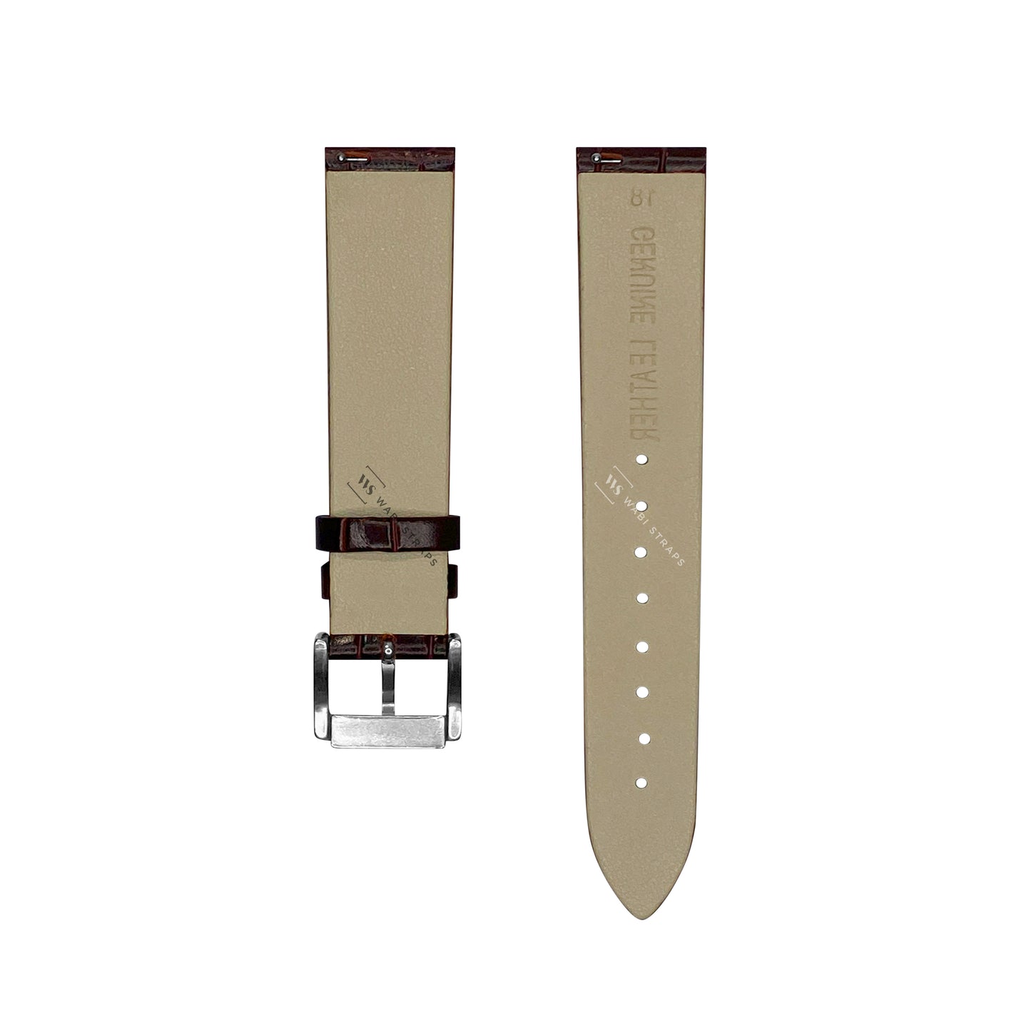 Brown Bamboo Grain Flat Leather Strap
