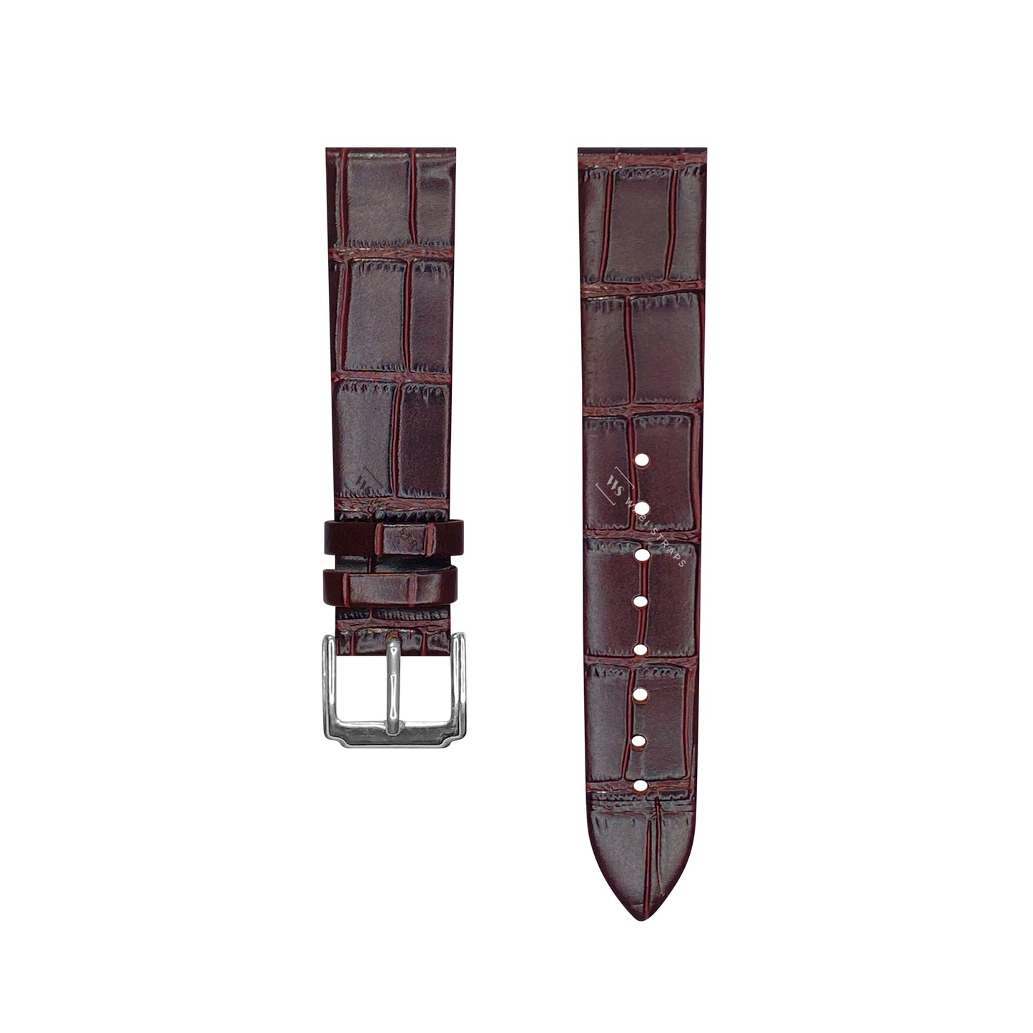 Brown Bamboo Grain Flat Leather Strap