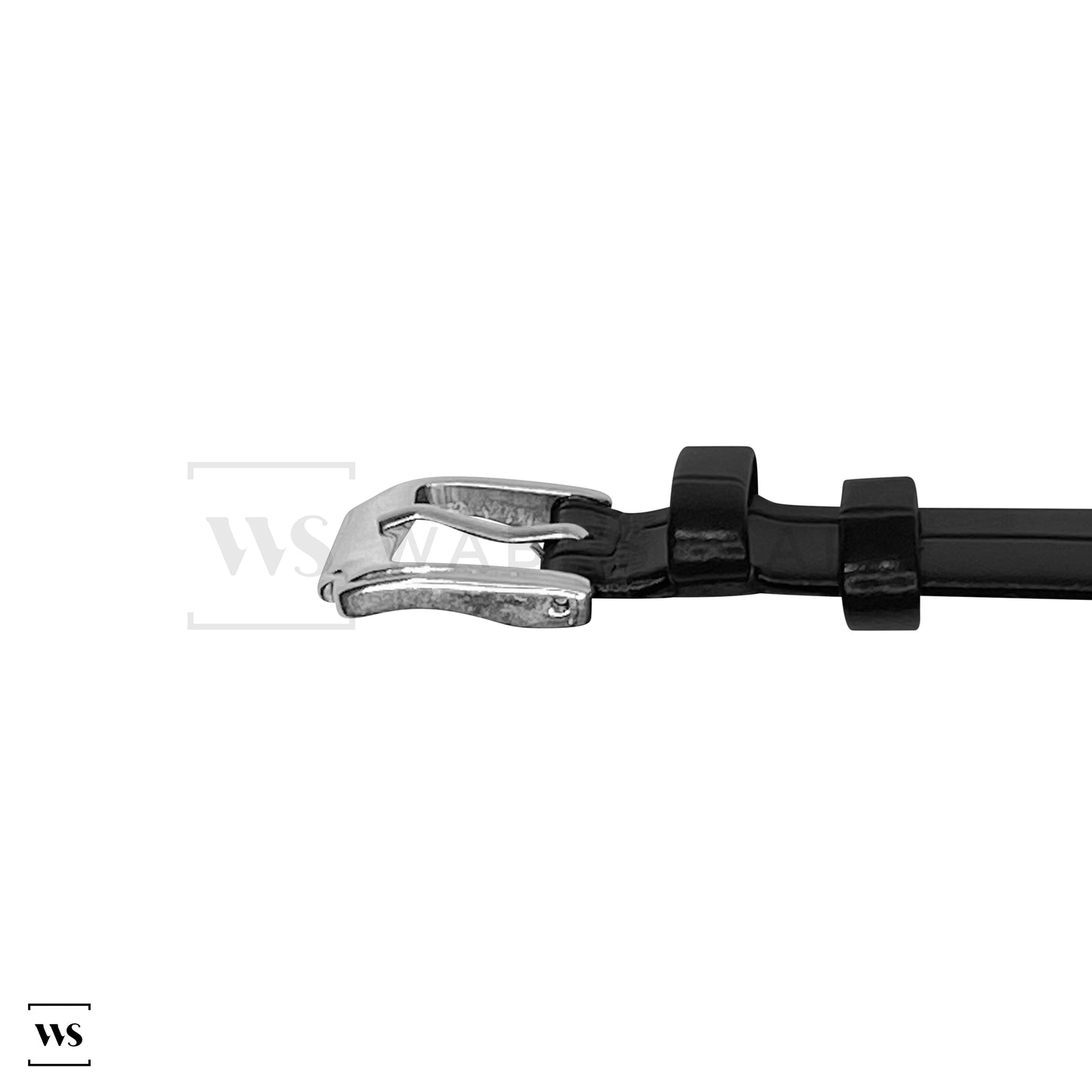 Black Bamboo Grain Flat Leather Strap