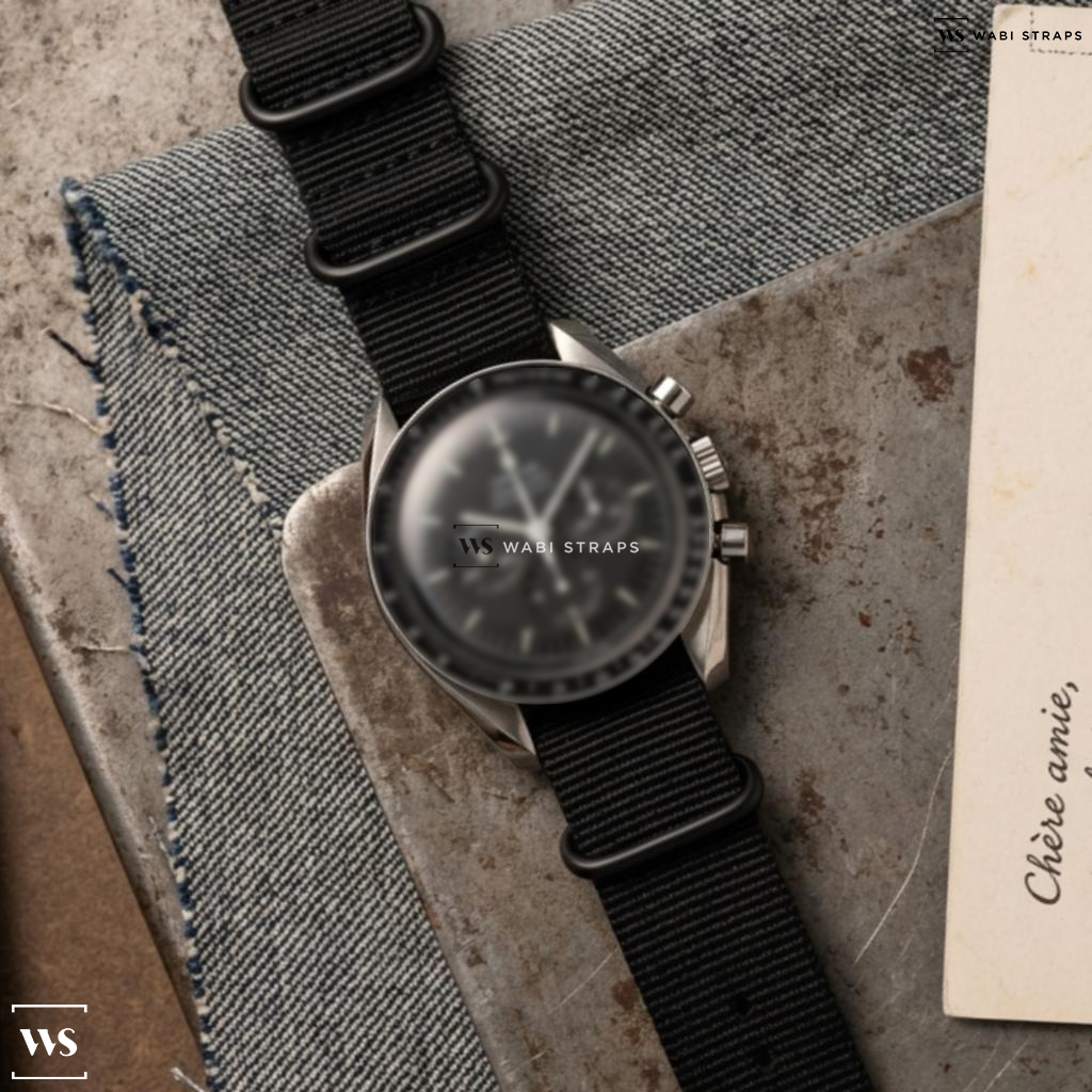 Beige Solid Plain Nylon Watch Strap on Panerai Luminor Automatic