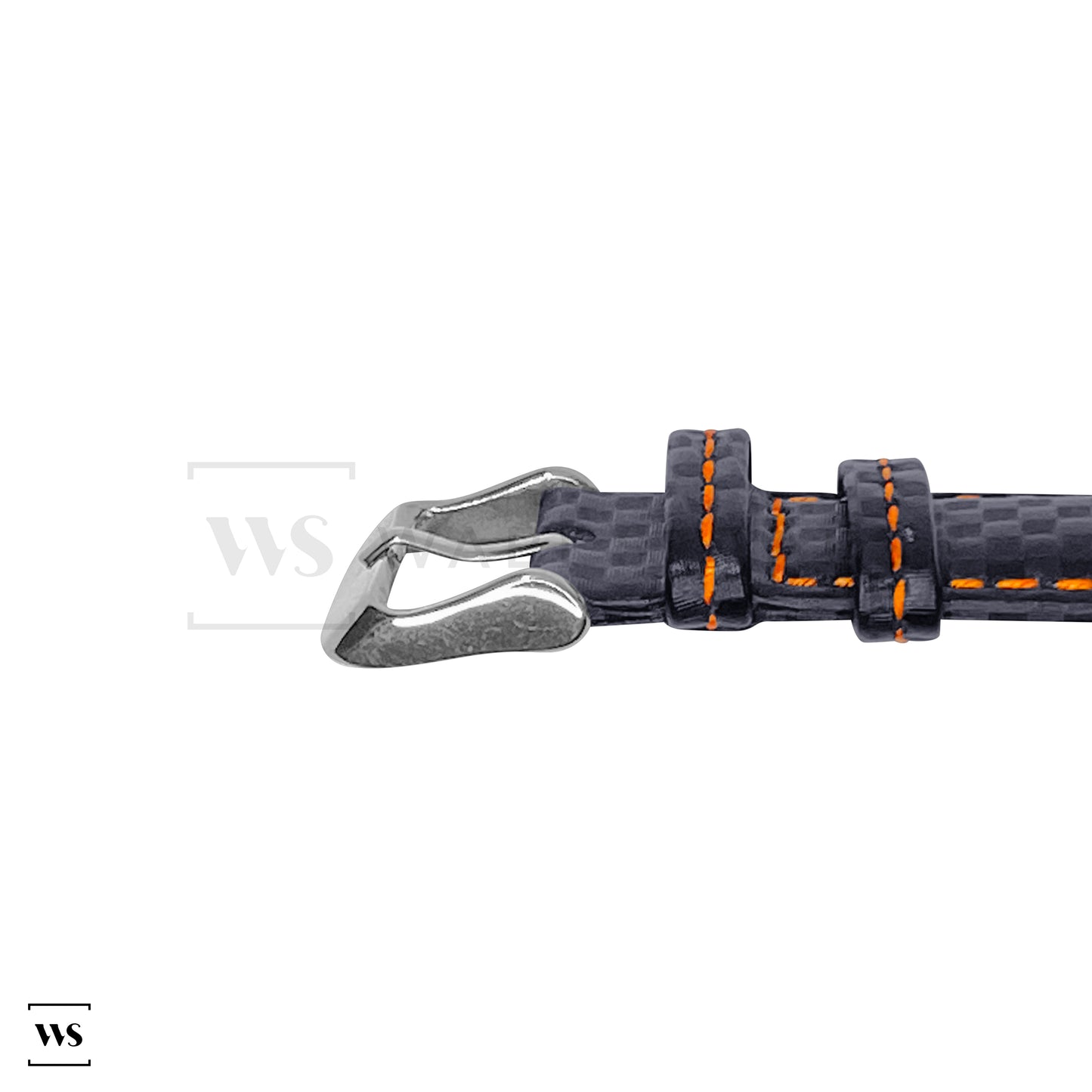 Black-Orange Carbon Fibre Leather Strap