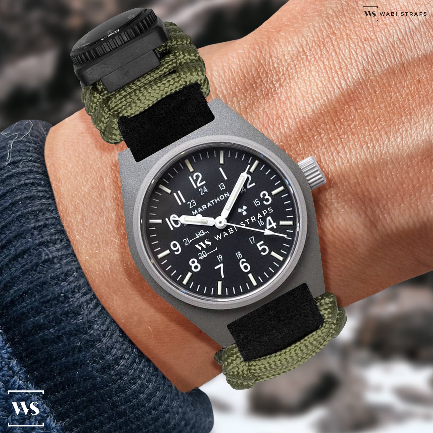 Green Climbing Rope Compass Watch Strap