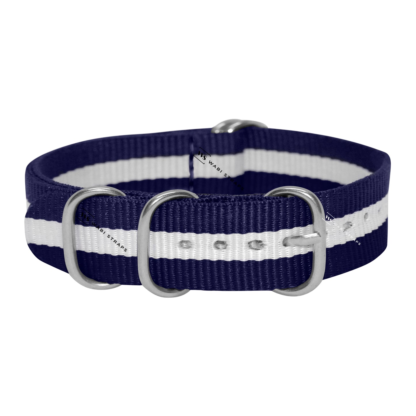 Blue & White Striped 5-Ring Hardware NavSpec British Military Strap