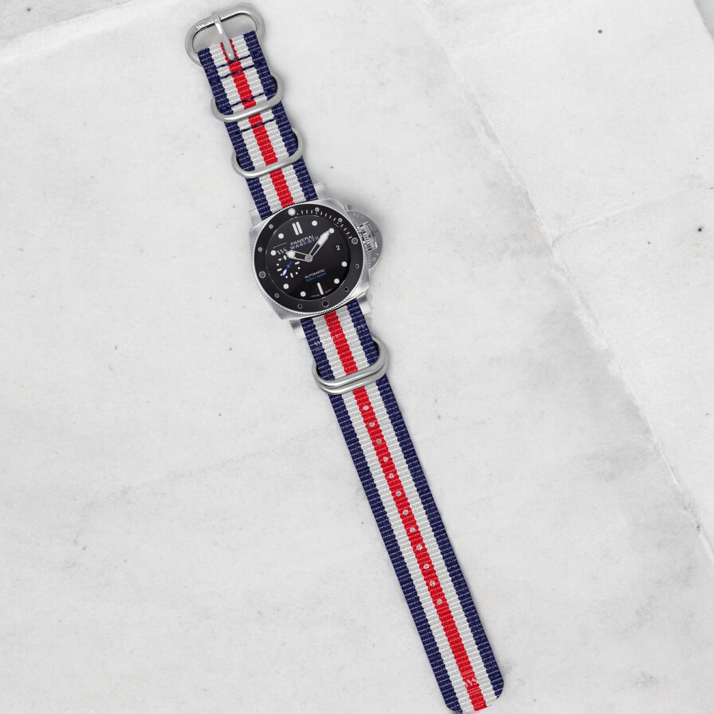 Blue, White & Red Striped 5-Ring Hardware NavSpec British Military Strap