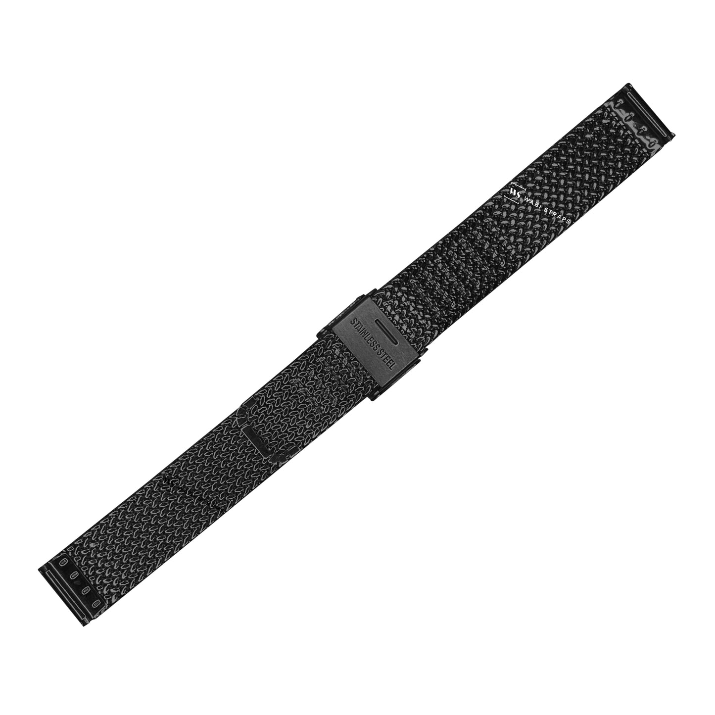 Black Herringbone Mesh Weave Metal Bracelet