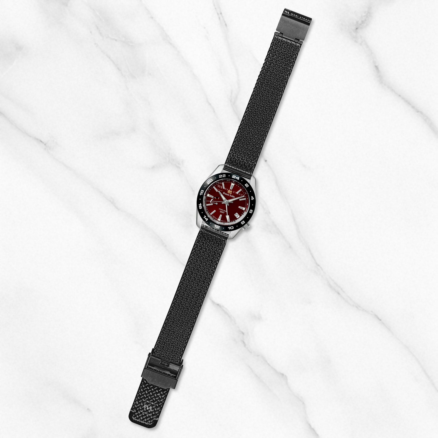 Black Herringbone Mesh Weave Metal Bracelet