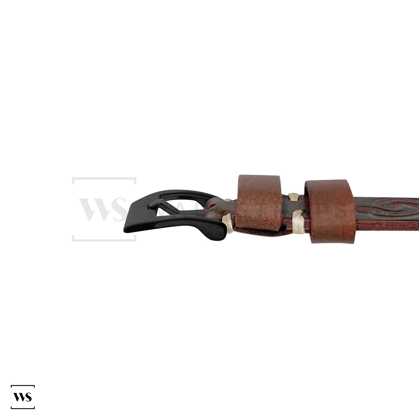 Red Maori Style Embossed Leather Strap