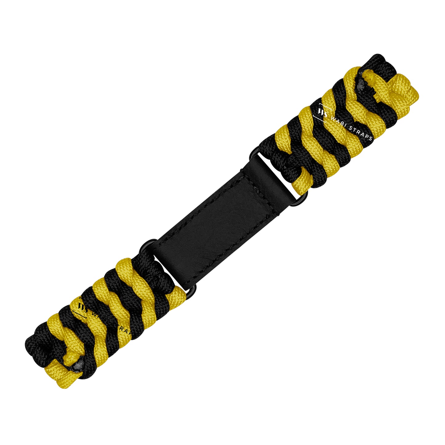 Black Yellow Paracord Rope Velcro Watch Strap