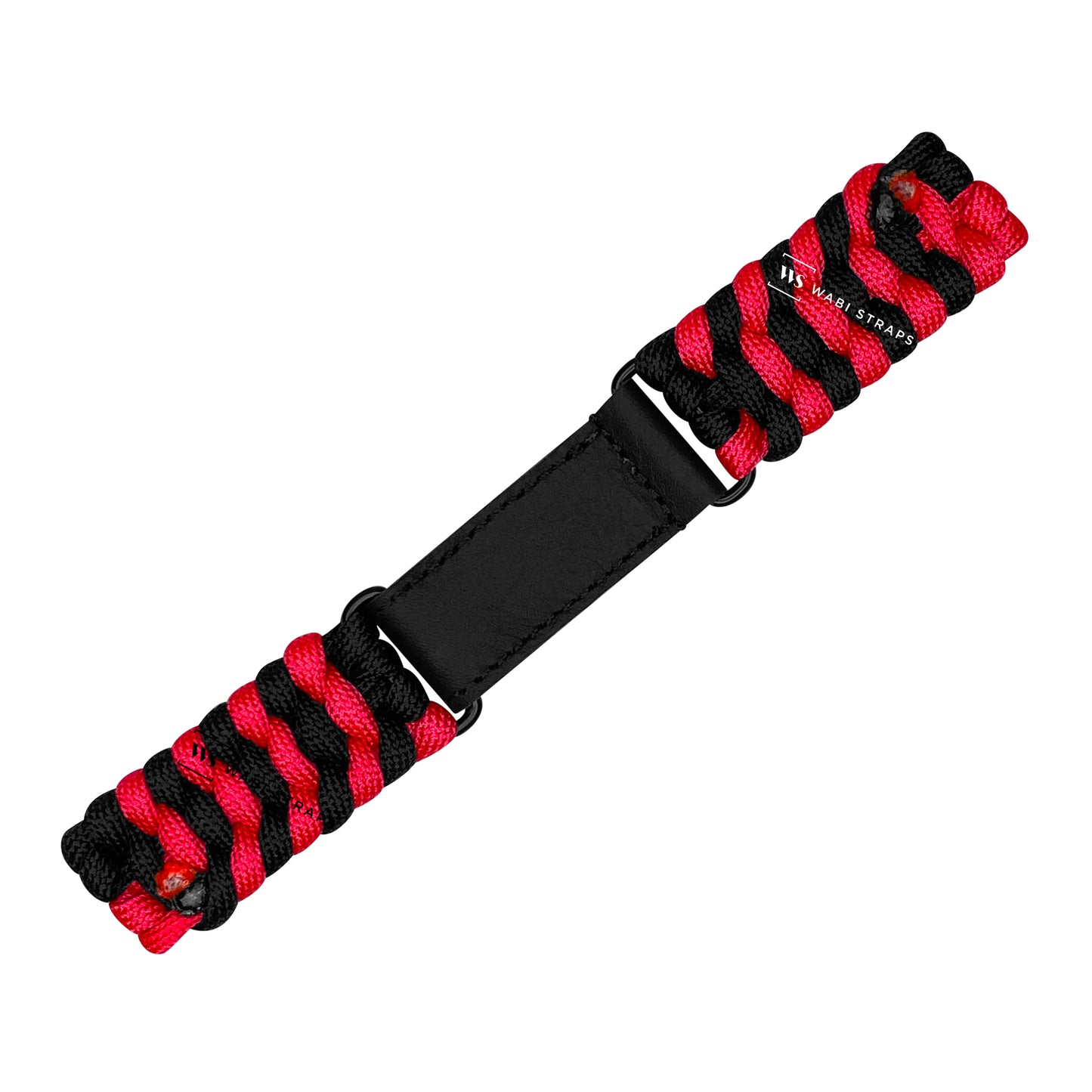 Black Red Paracord Rope Velcro Watch Strap