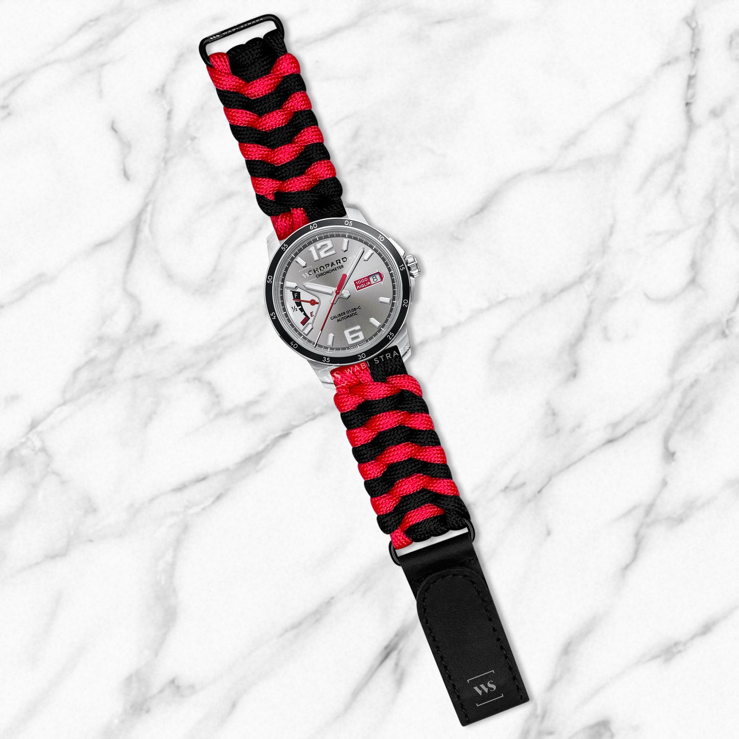 Black Red Paracord Rope Velcro Watch Strap