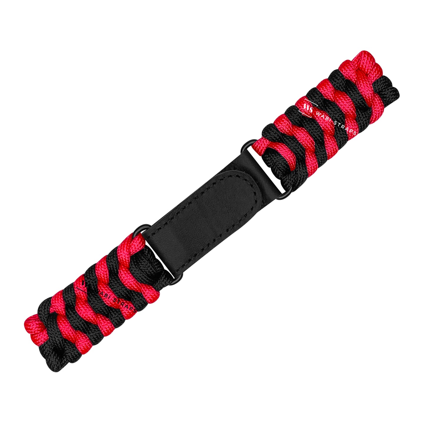 Black Red Paracord Rope Velcro Watch Strap
