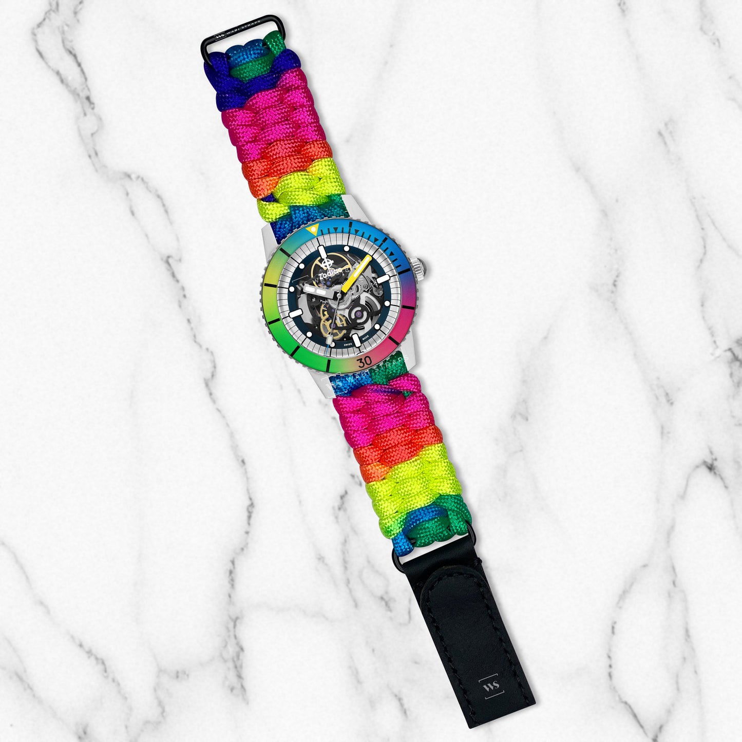 Rainbow Paracord Rope Velcro Watch Strap