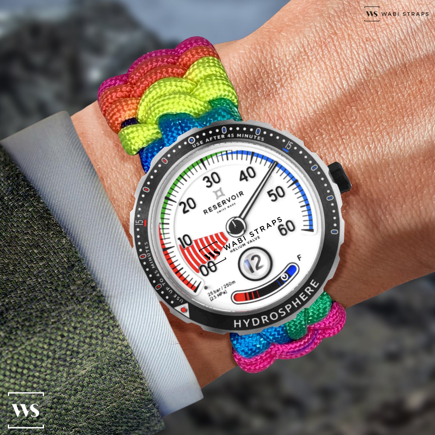 Rainbow Paracord Rope Velcro Watch Strap