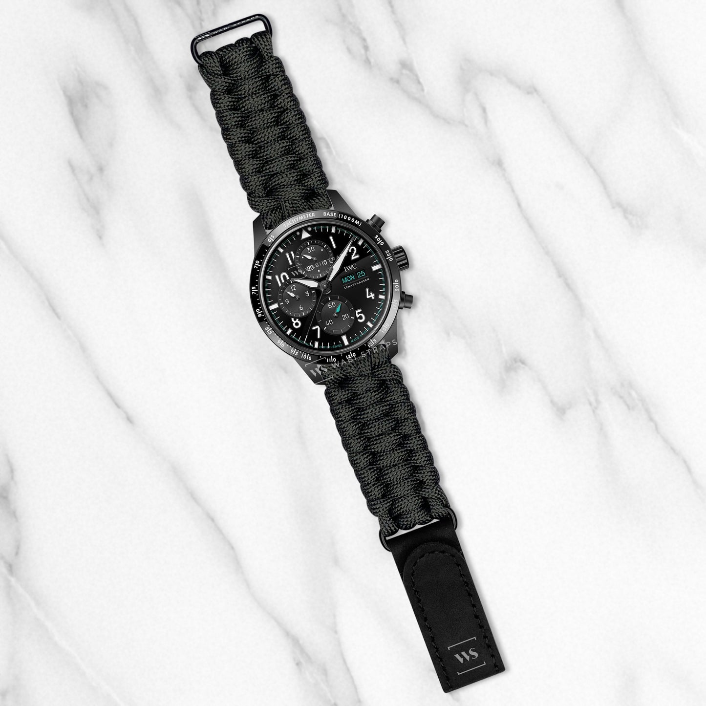 Black Paracord Rope Velcro Watch Strap