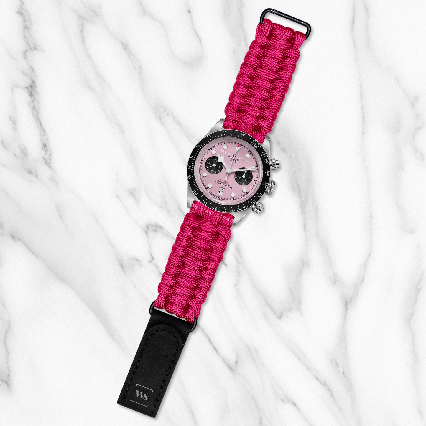Pink Paracord Rope Velcro Watch Strap
