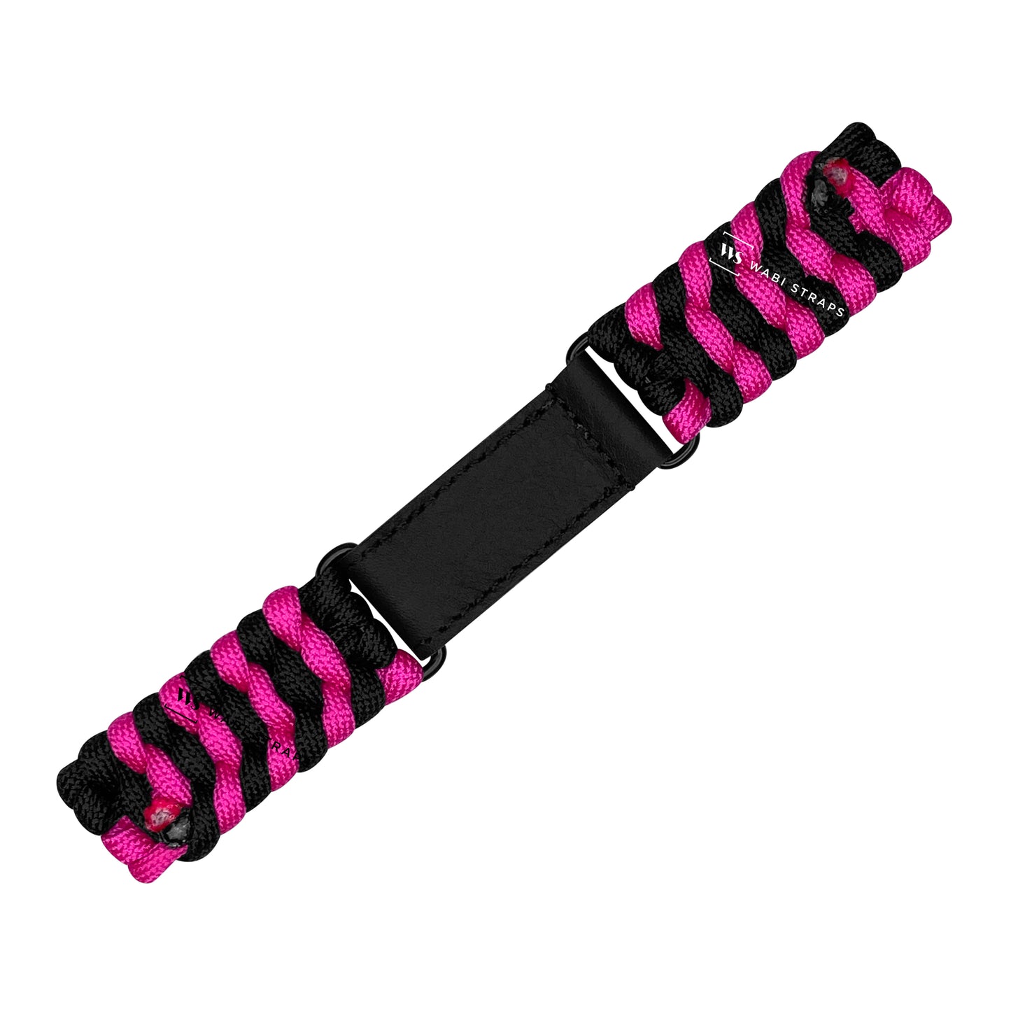 Black Pink Paracord Rope Velcro Watch Strap