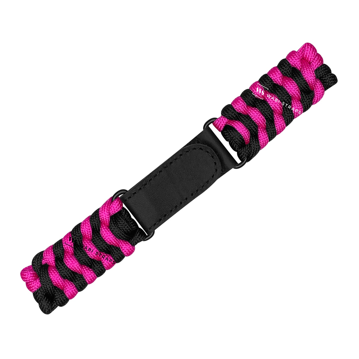 Black Pink Paracord Rope Velcro Watch Strap