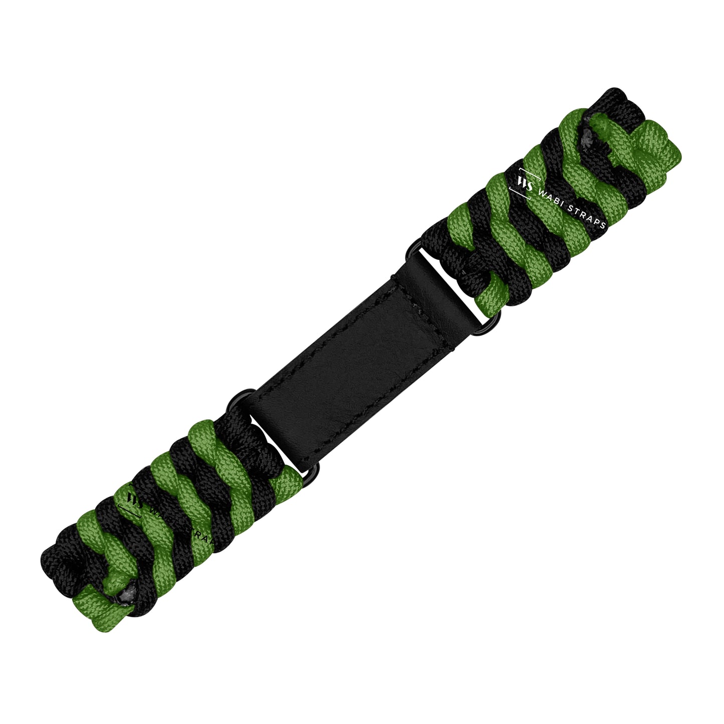 Black Green Paracord Rope Velcro Watch Strap