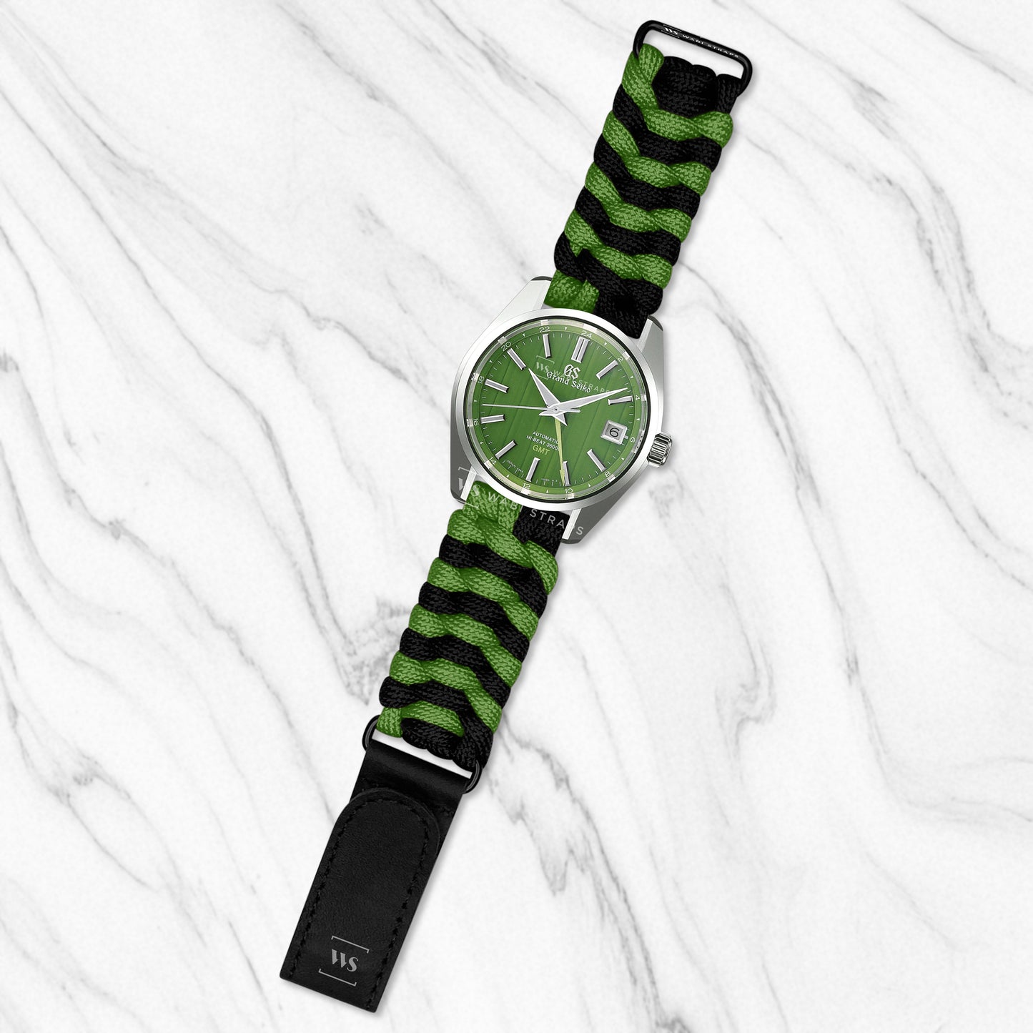Black Green Paracord Rope Velcro Watch Strap