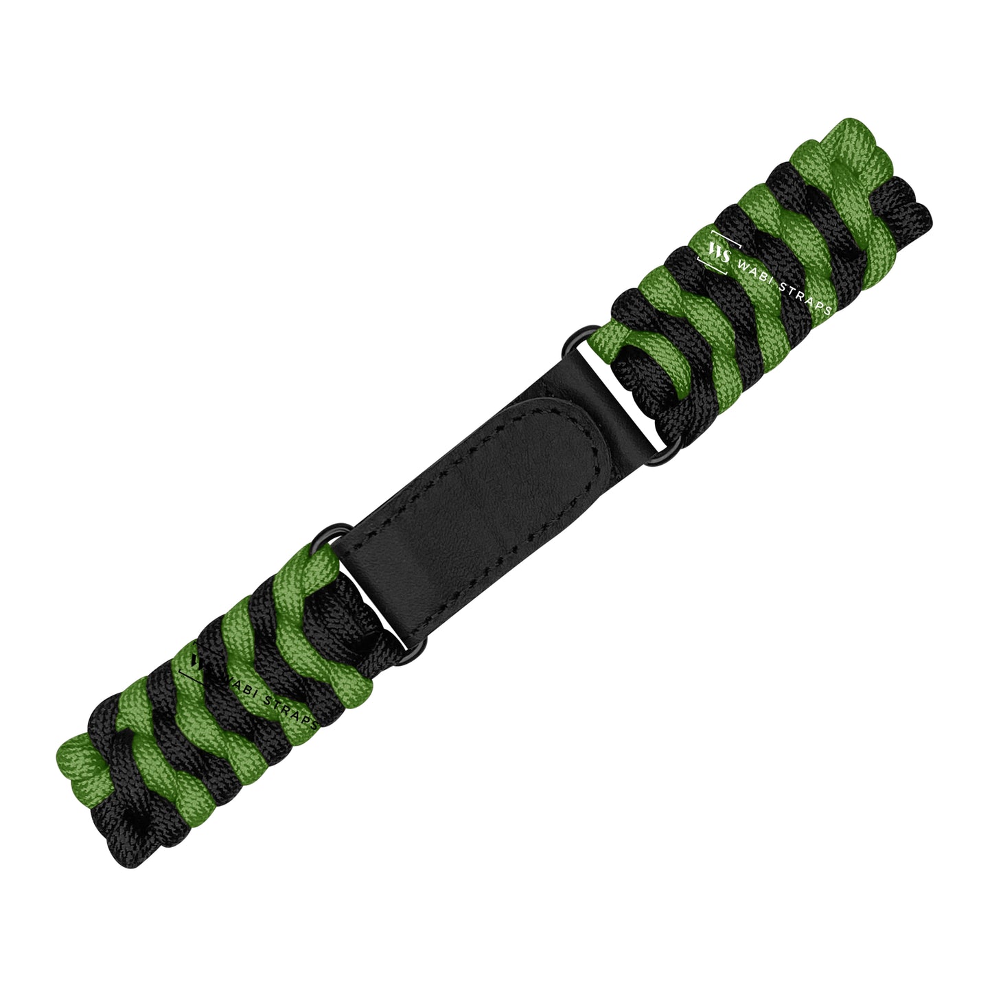 Black Green Paracord Rope Velcro Watch Strap
