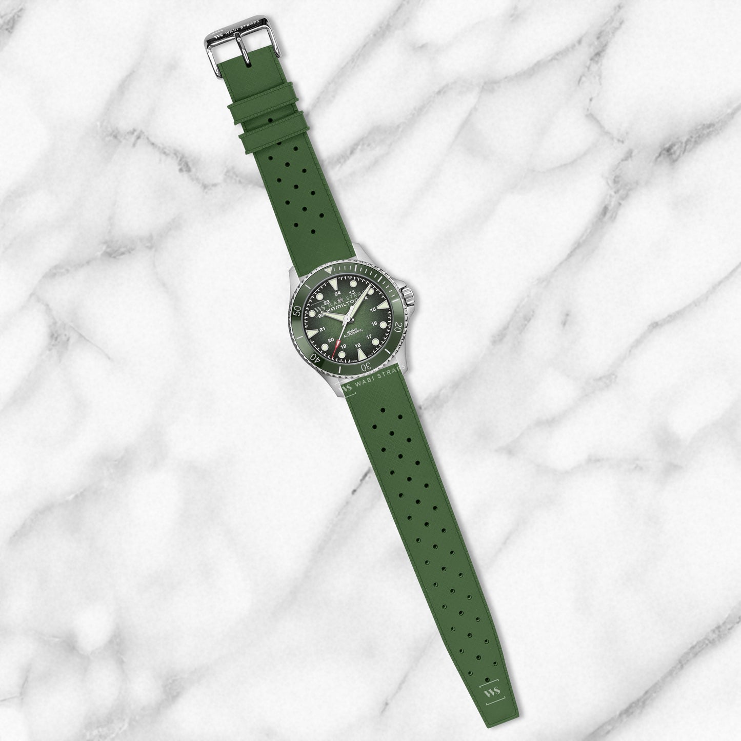 Green Vintage Perforated Tropical Strap
