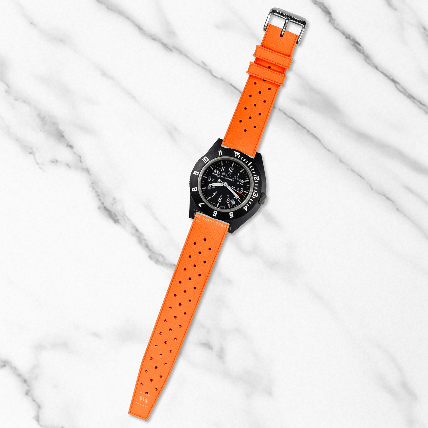Orange Vintage Perforated Tropical Strap