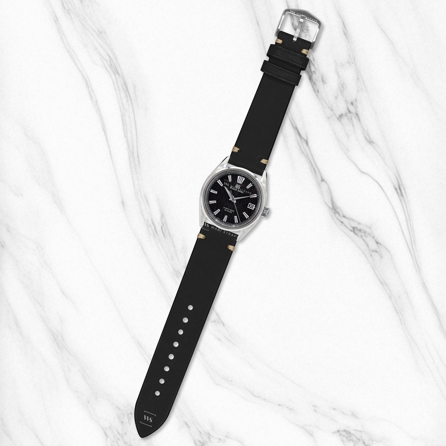 Black Vintage Leather Watch Strap
