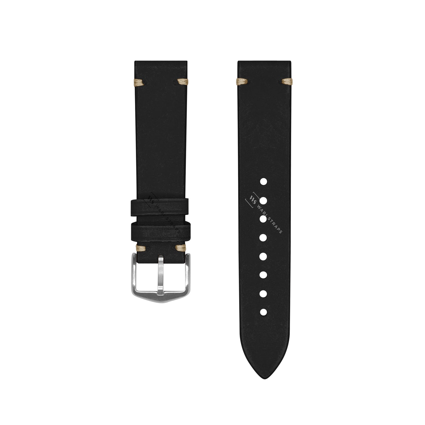 Black Vintage Leather Watch Strap