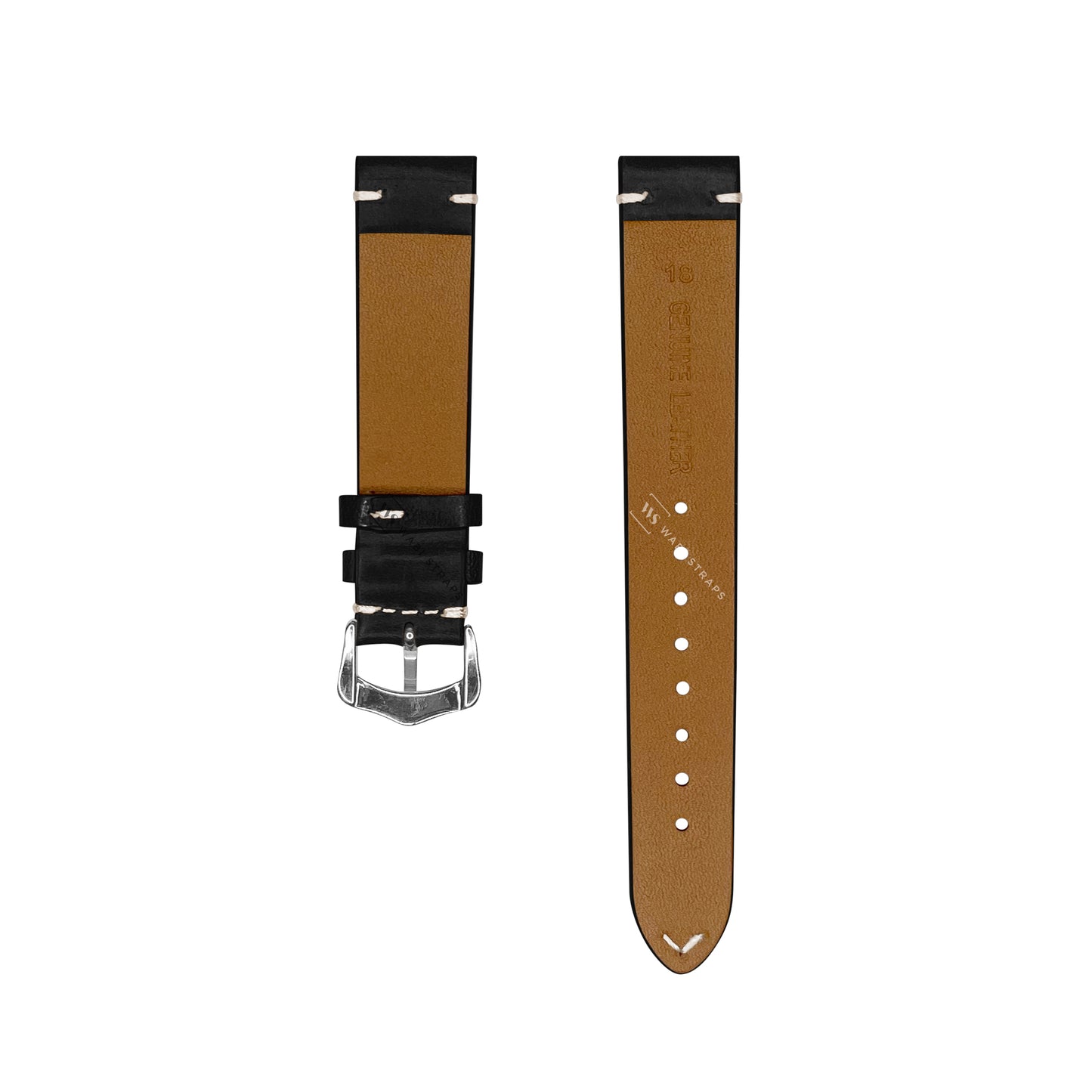 Black Two Stitch Oiled Leather Strap