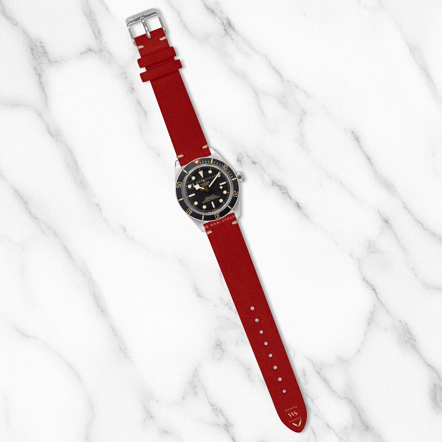 Red Two Stitch Velvet Watch Strap