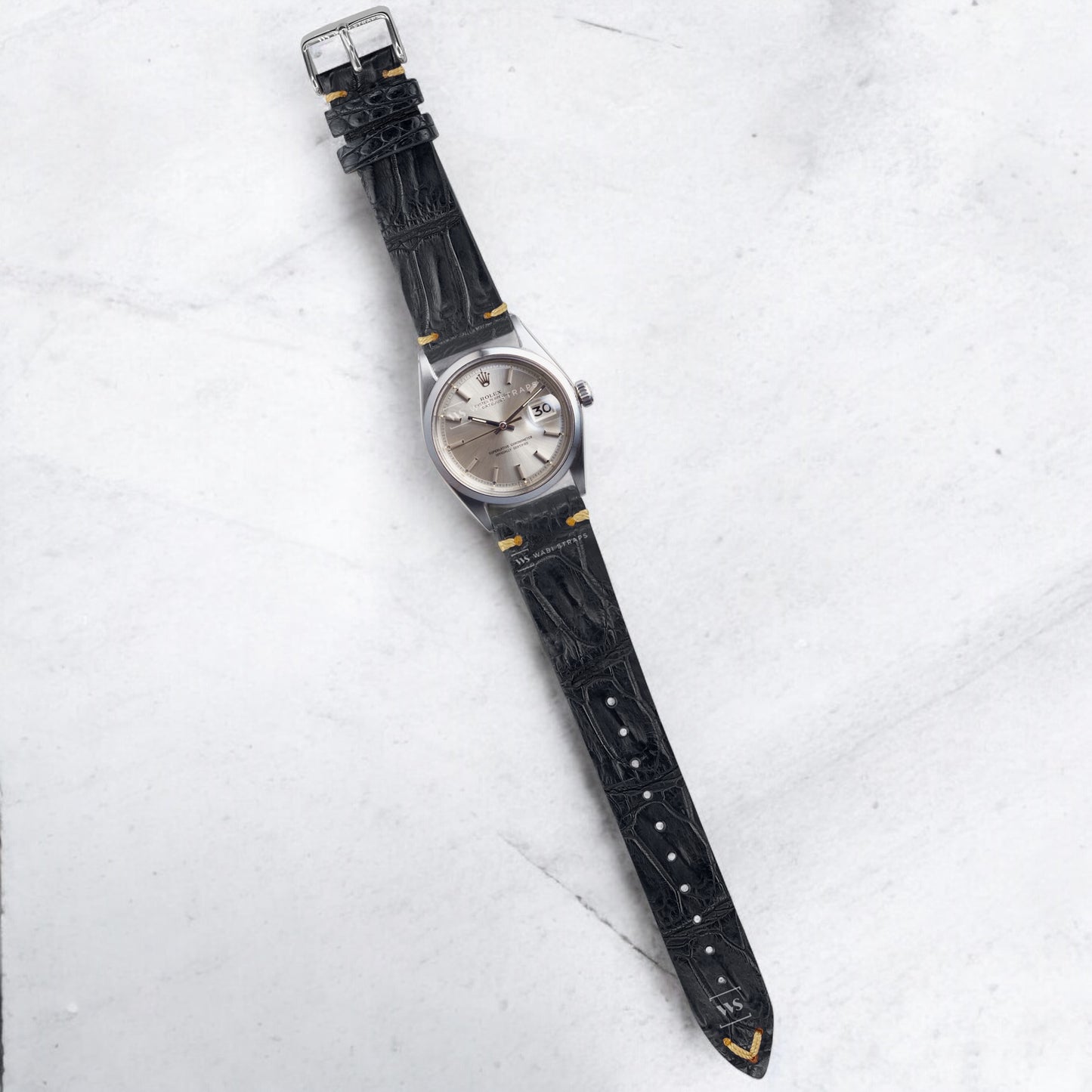 Black Bamboo Vintage Leather Strap