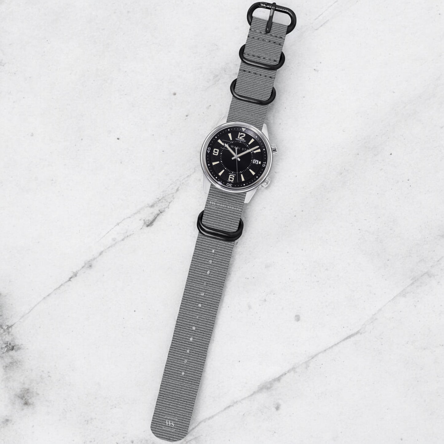 Grey Plain 5-Ring Hardware NavSpec British Military Strap (Black Buckle)