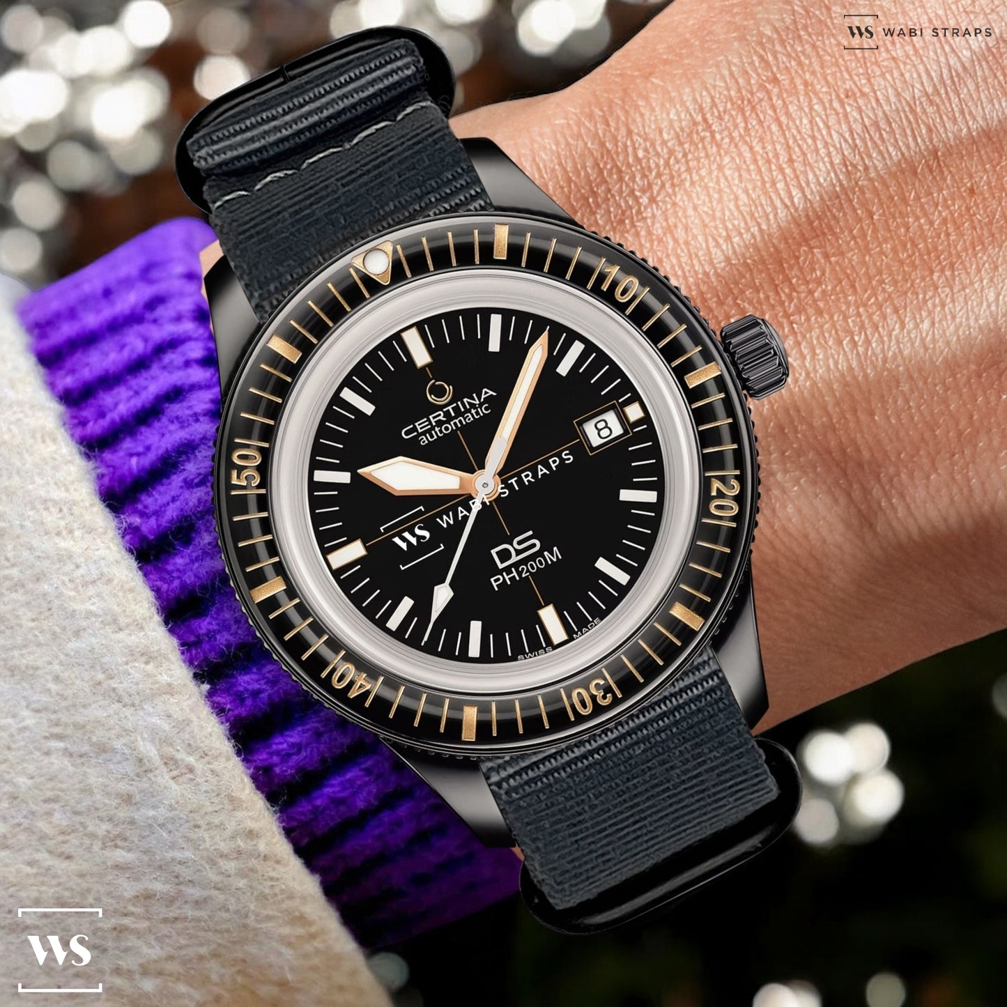 Grey Plain 5-Ring Hardware NavSpec British Military Strap (Black Buckle)