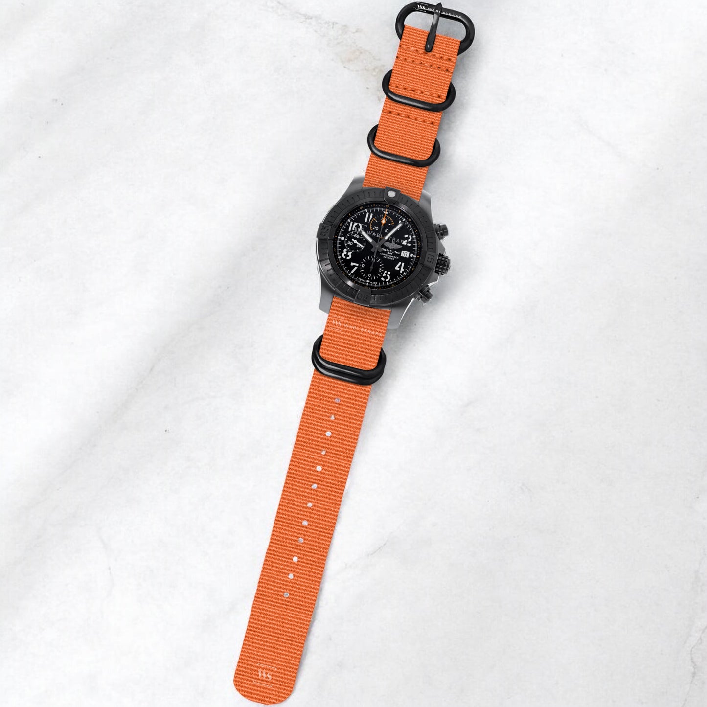 Orange Plain 5-Ring Hardware NavSpec British Military Strap (Black Buckle)