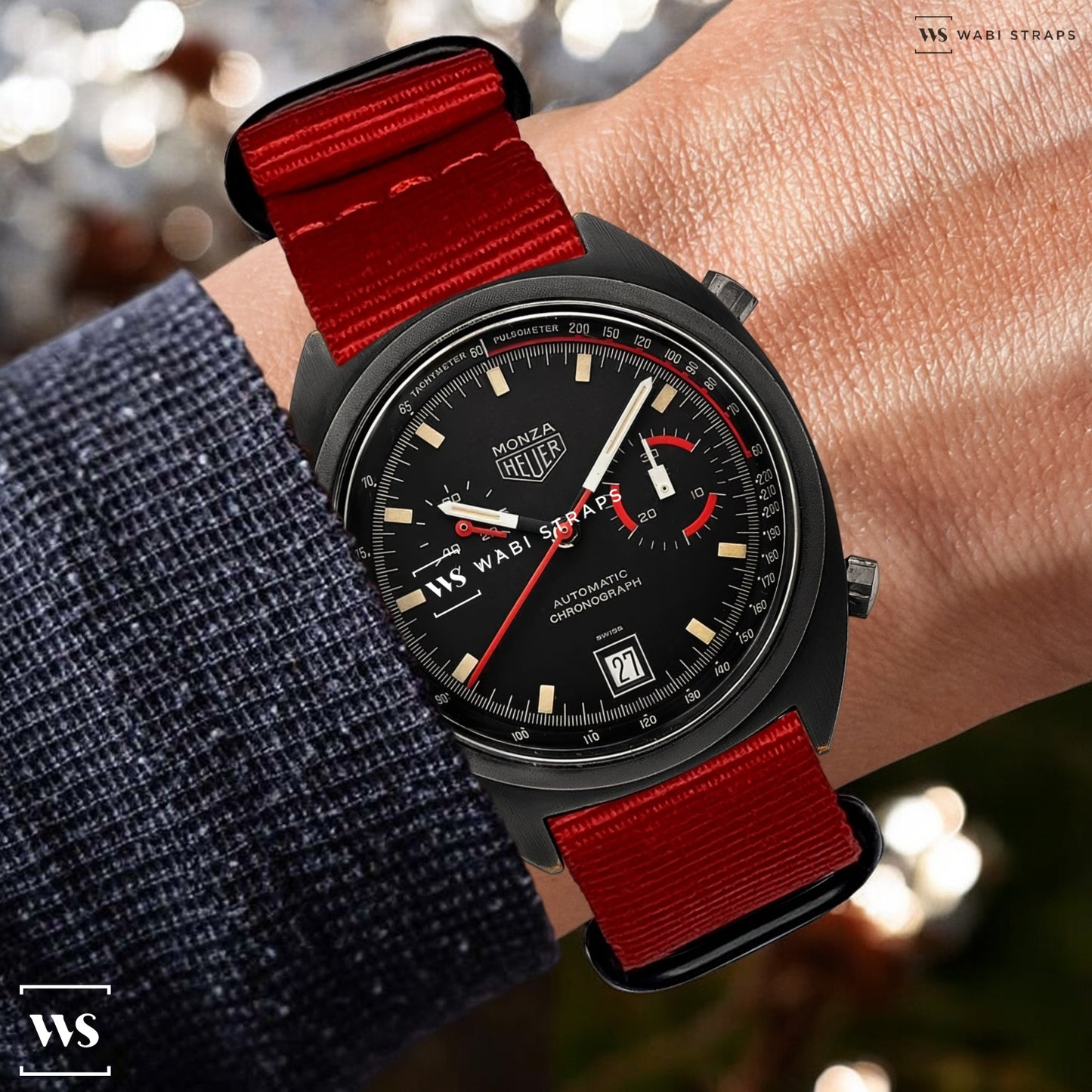 Red Plain 5-Ring Hardware NavSpec British Military Strap (Black Buckle)
