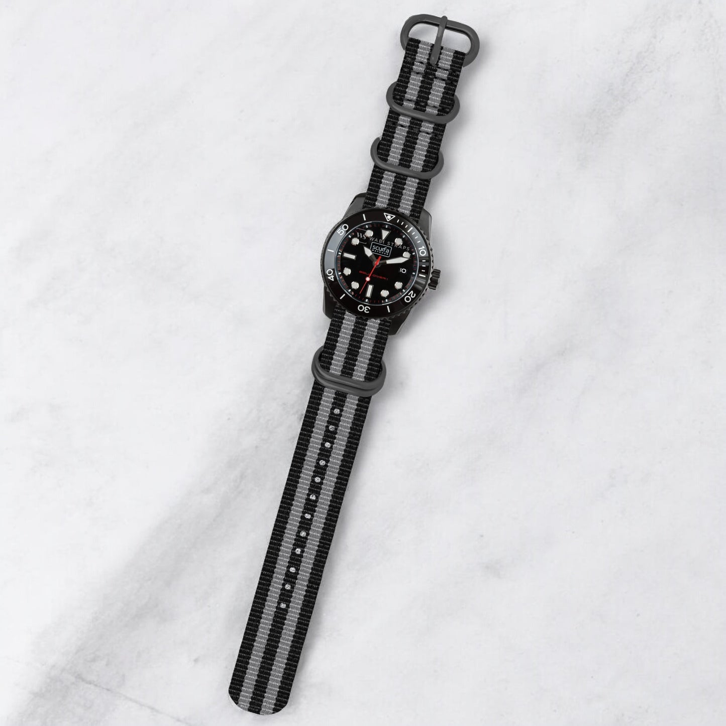 James Bond Striped 5-Ring Hardware NavSpec British Military Strap (Black Buckle)