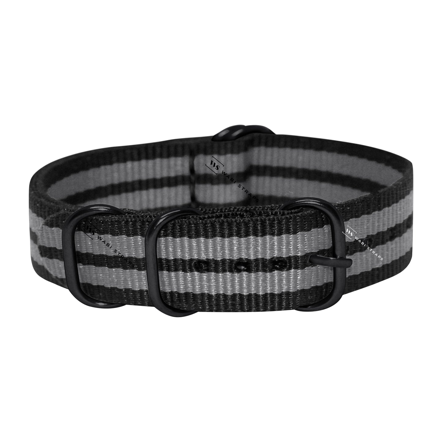 James Bond Striped 5-Ring Hardware NavSpec British Military Strap (Black Buckle)