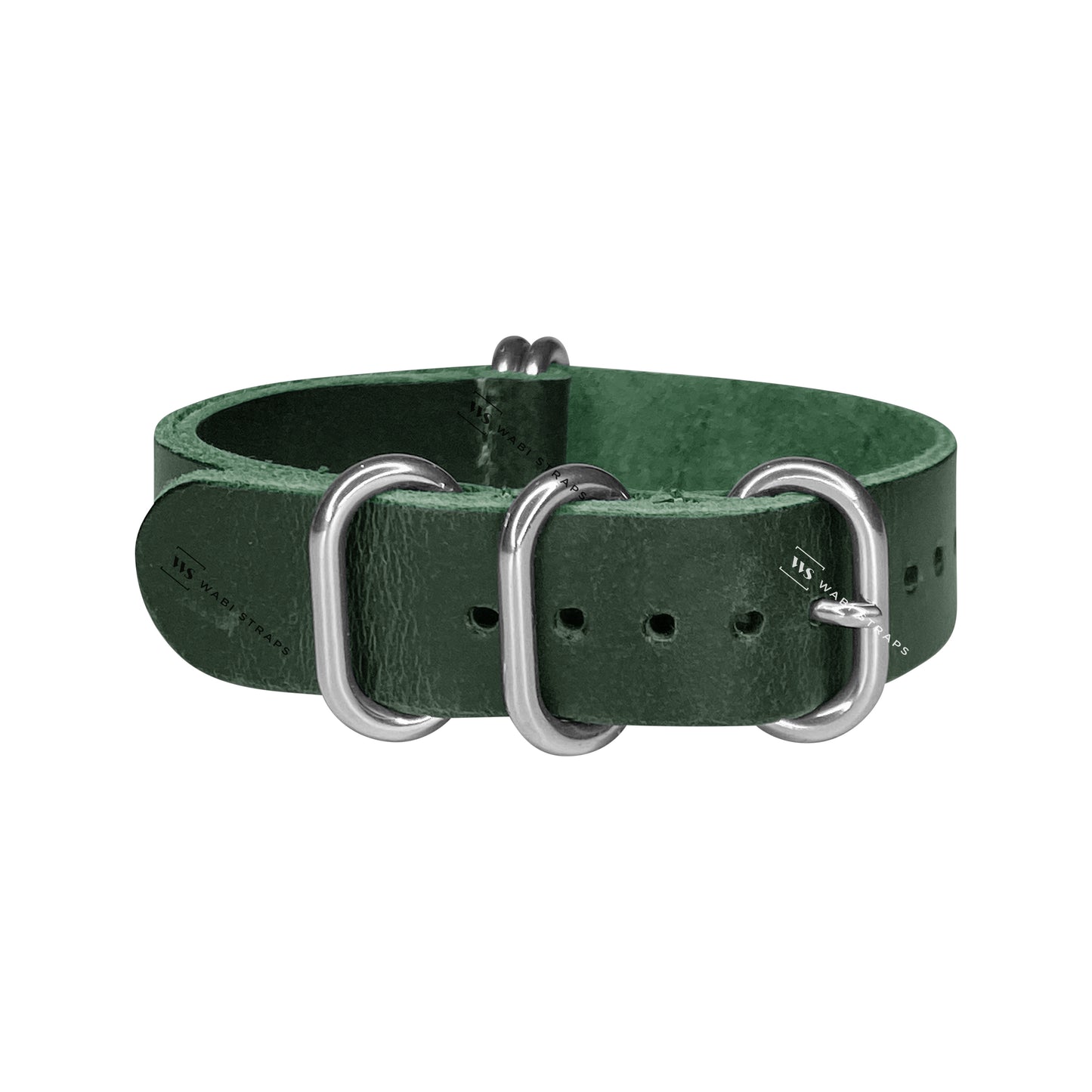 Dark Green Vintage Leather 5-Ring Hardware NavSpec British Military Strap