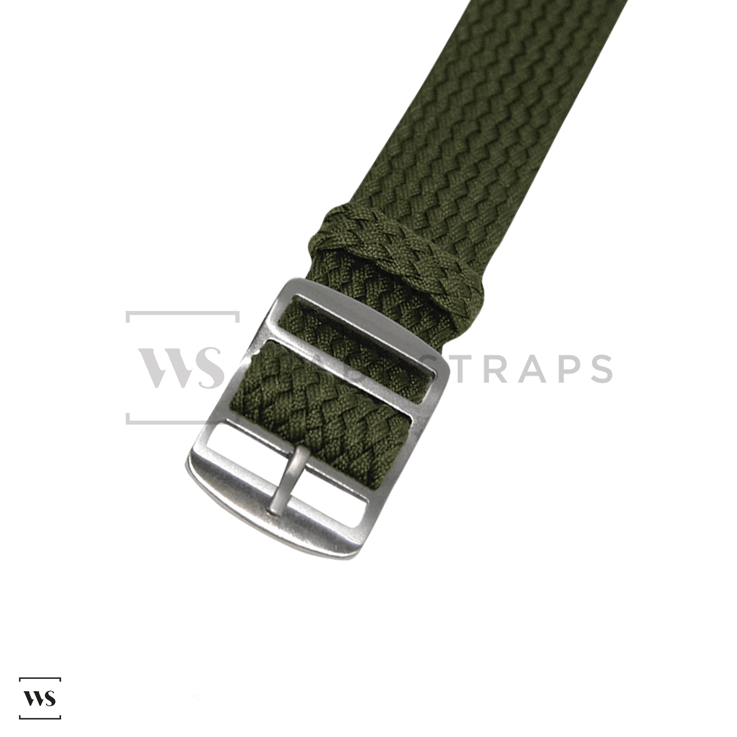 Army Green Woven Perlon Strap Straight
