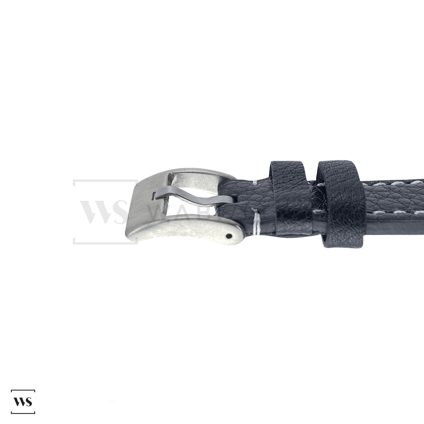 Black-White Thick Leather Watch Strap Side