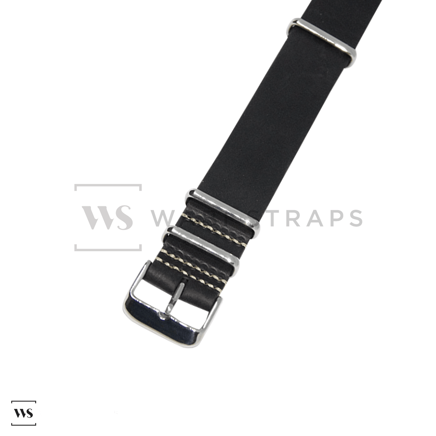 Black Crazy Horse Leather One-Piece Watch Strap