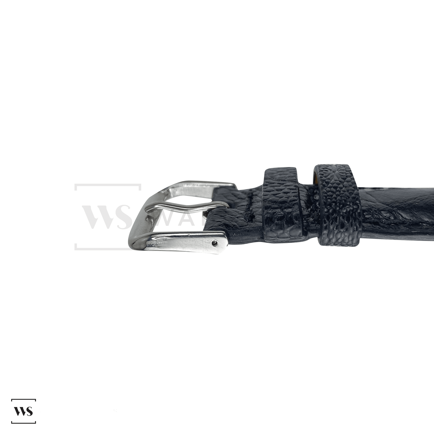 Black Ostrich Handcrafted Leather Strap Side