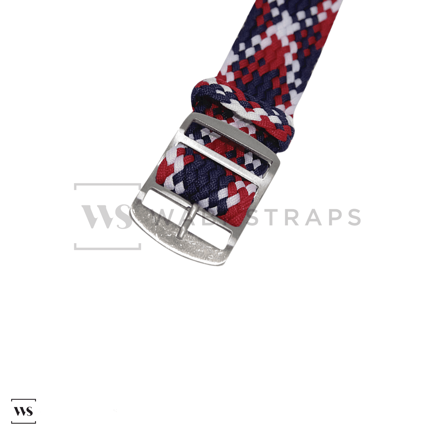 Blue, Red & White Braided Perlon Strap Straight