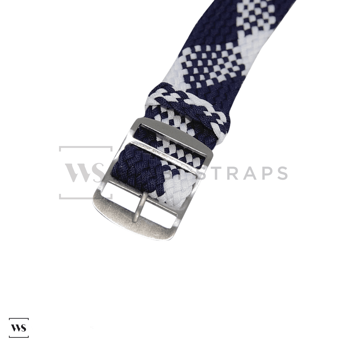 Blue & White Braided Perlon Strap Straight