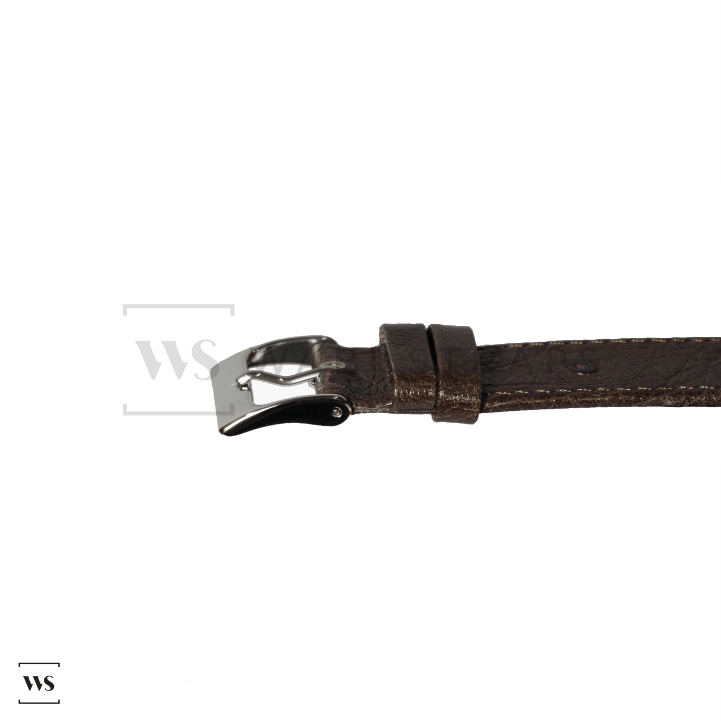 Brown Ostrich Grain Watch Strap Side
